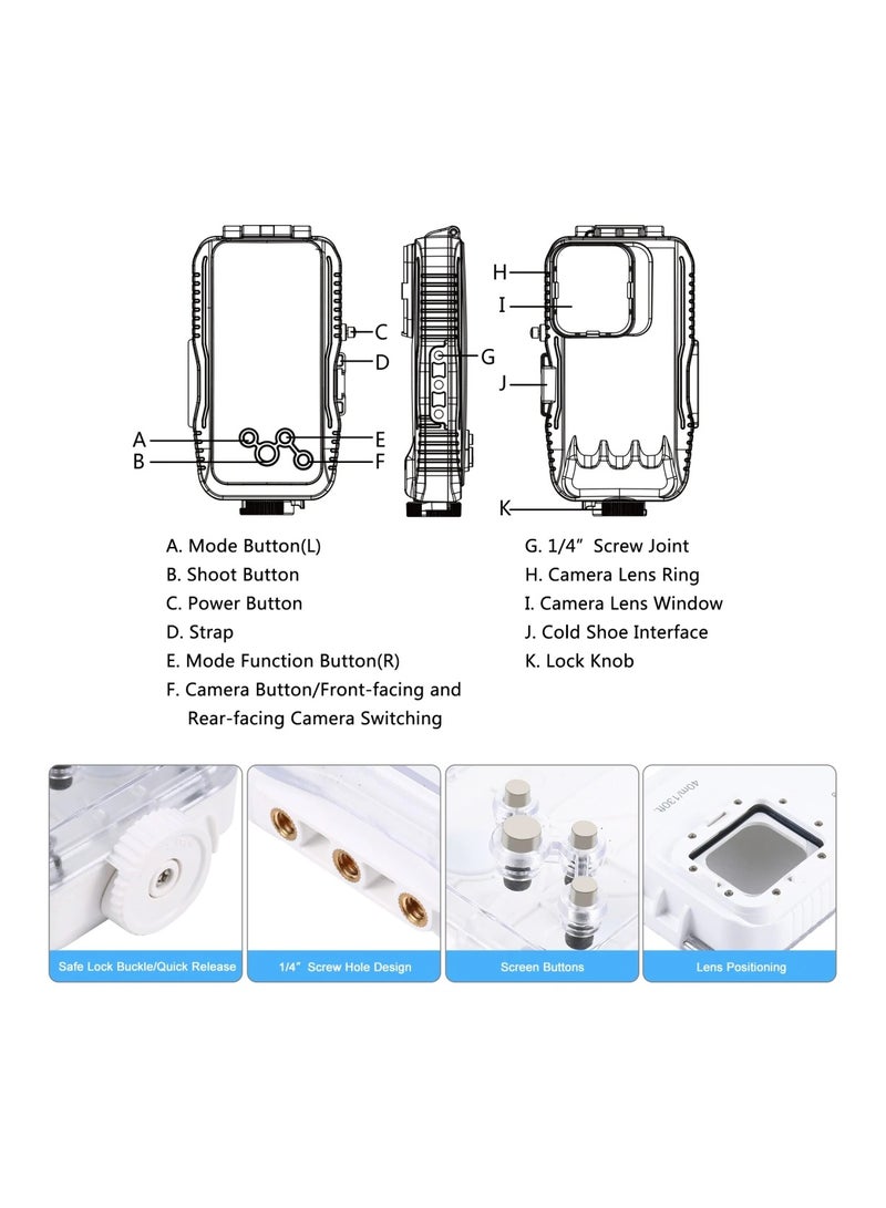 Waterproof Diving Phone Case for iPhone 12 Pro Max/iPhone 13 Pro Max Deep Water Photography for 40m depth - Image 3