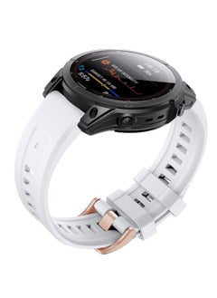 Replacement Strap For Garmin Fenix 7S Silicone Rose Gold Buckle Watch Band White
