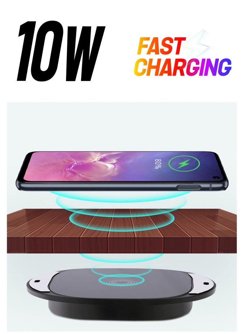 Excefore - Invisible Wireless Charger, Under Desk Wireless Charger, 10W Furniture Wireless Charging Board, 20Mm Long -Distance Wireless Mobile Phone Charger, Suitable for iPhone, for  Galaxy and for QI - Image 1