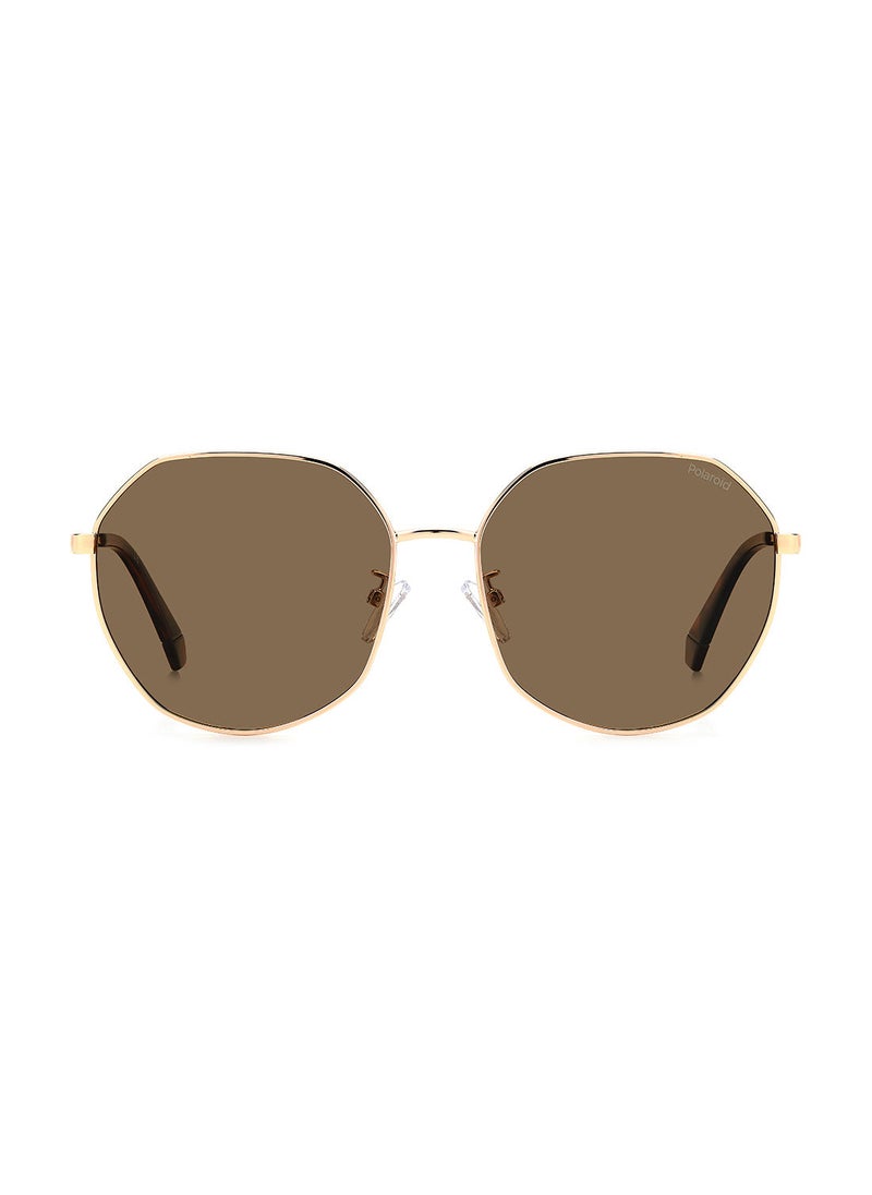 Polaroid Women's UV Protection Octagonal Sunglasses - Pld 4140/G/S/X Gold Copp 59 - Lens Size: 59 Mm  - Image 3