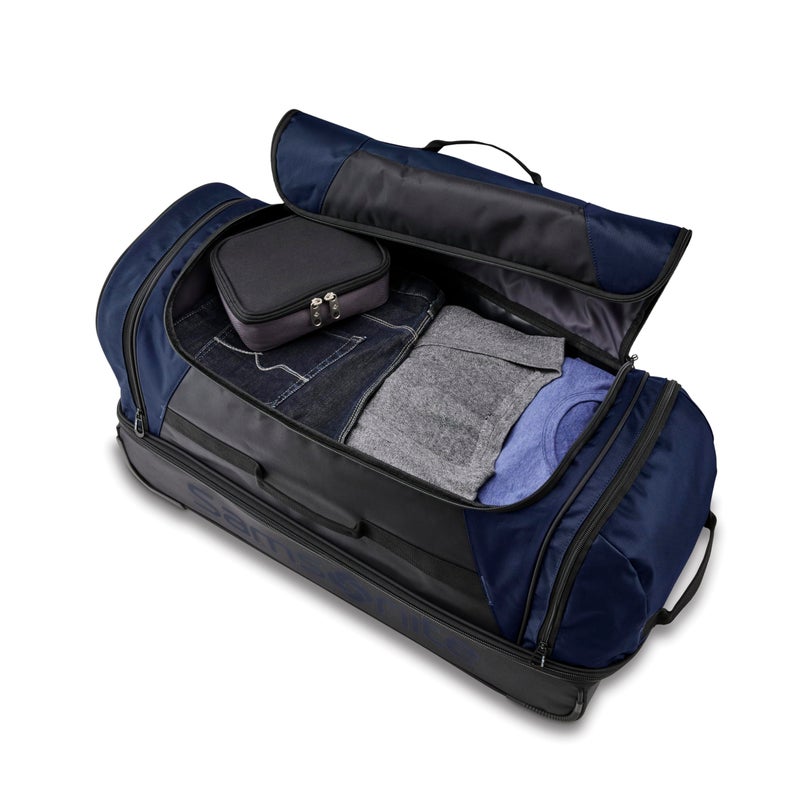 Samsonite حقيبة دفل ذات عجلتين من سامسونايت أندانتي 2 - 32 إنش، أمتعة متينة قابلة للدحرجة بعجلات سكيت داخلية، مقبض زر ضغط وأقسام واسعة - صديقة للسفر وخفيفة الوزن - Navy/Black - Image 4
