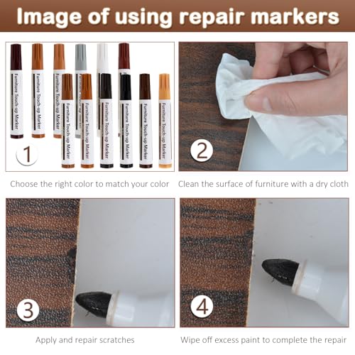 SEISSO أقلام أثاث جديدة مطورة للتصحيح، 12 لون منMarkers إصلاح خدوش الخشب، أدوات إصلاح احترافية للبقع، الخدوش، الأرضيات الخشبية، الطاولات، أعمدة الأسرة - Image 3