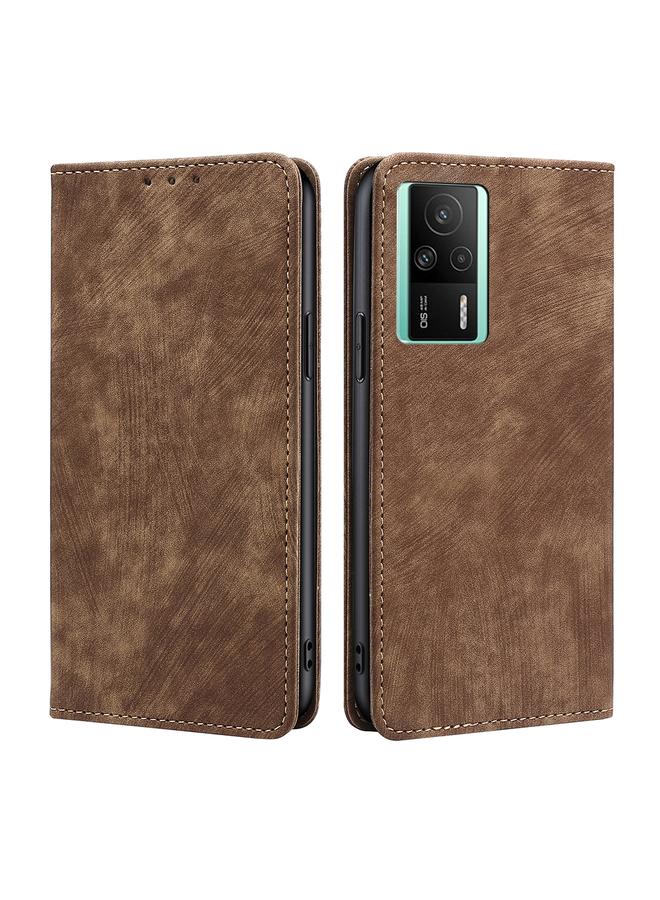 Case For Xiaomi Redmi K60E RFID Anti-theft Brush Magnetic Leather Phone Case