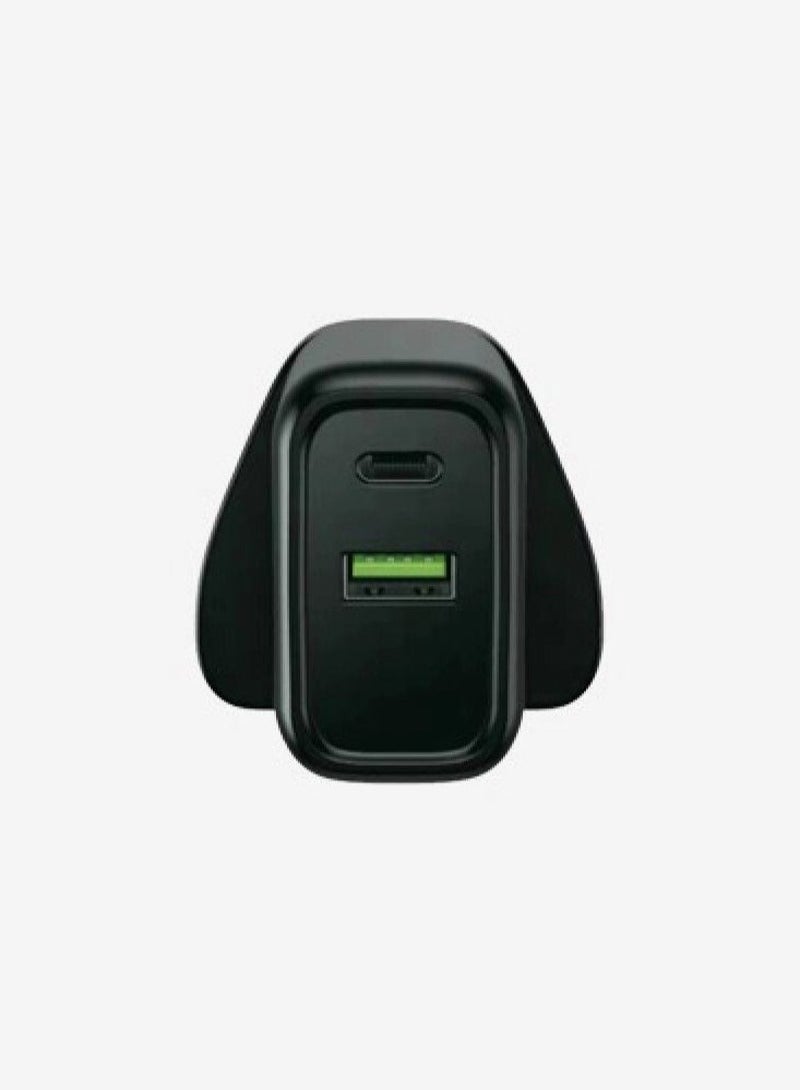 Original Wall Charger With Two Ports 1 USB And 1 PD Port Supports Fast Charging From Promass 38W Black Color - Image 2