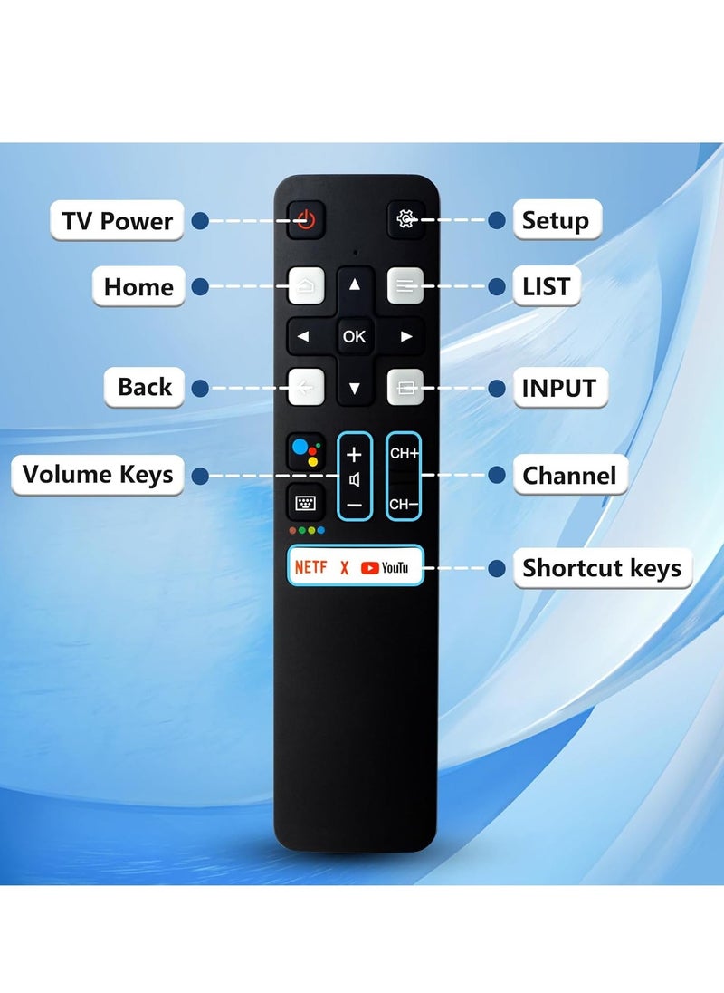BGM Universal Voice Remote Control Suitable for TCL Android 4K Smart TV, RC802V FNR1 for TCL TV 40S334 50S434 55S434 75S434 40S330 70S430 32S334 55S435 50S435 43S434 32S6500A 65P8S 65P8 55P8S1 with battery  - Image 3
