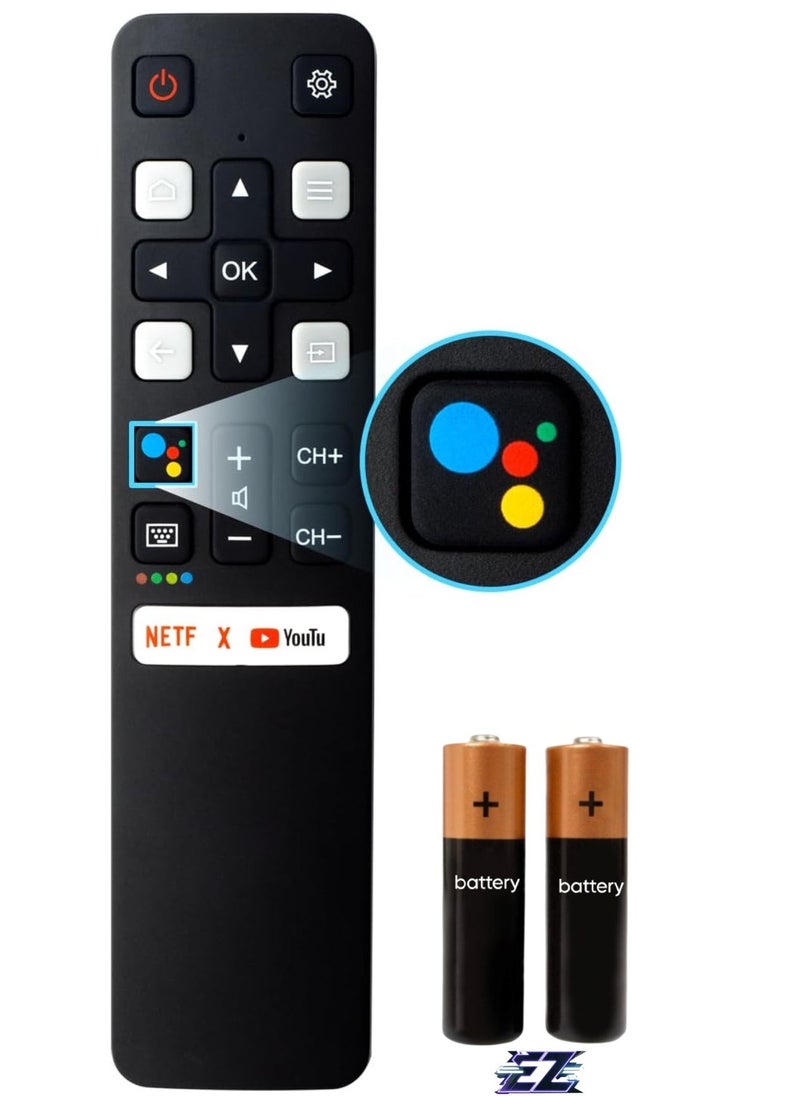 BGM Universal Voice Remote Control Suitable for TCL Android 4K Smart TV, RC802V FNR1 for TCL TV 40S334 50S434 55S434 75S434 40S330 70S430 32S334 55S435 50S435 43S434 32S6500A 65P8S 65P8 55P8S1 with battery  - Image 1