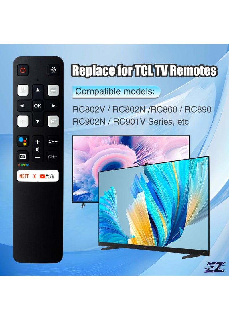 BGM Universal Voice Remote Control Suitable for TCL Android 4K Smart TV, RC802V FNR1 for TCL TV 40S334 50S434 55S434 75S434 40S330 70S430 32S334 55S435 50S435 43S434 32S6500A 65P8S 65P8 55P8S1 with battery  - Image 4