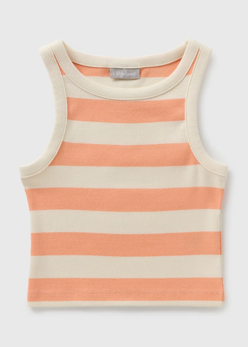 Matalan Girls Peach Stripe Vest Top