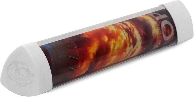 BCW White Playmat Tube with Dice Cap | Includes 2 Free Dice | Tri-Oval Design Prevents Rolling | Oversized Cap for Storage | Durable Plastic Tube for MTG, TCG Playmats, and Game Mats - Image 2