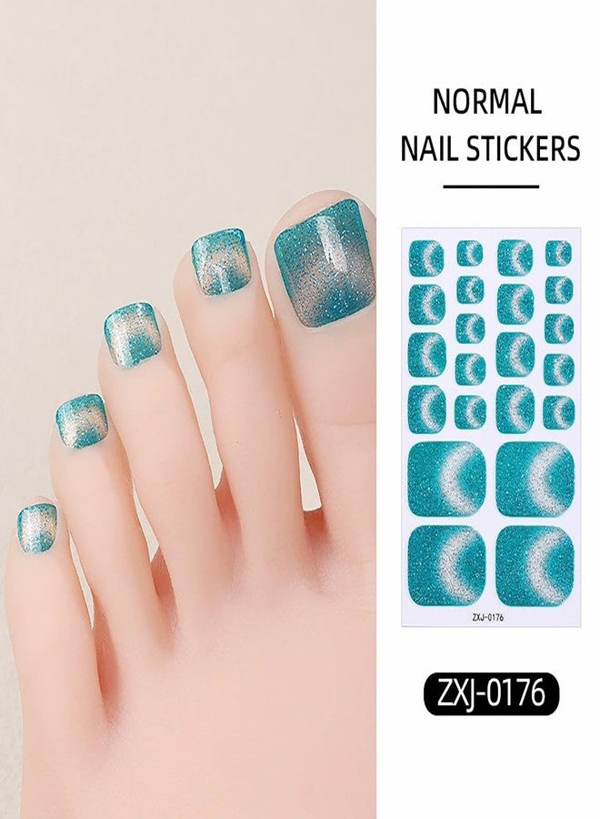UCCASA 6PCS Full Toe Nail Wraps Summer Colorful Gradient Polish Toenail Stickers Glitter Toenails Strips Gel Nail Stickers Purple Blue French Design Self-Adhesive Nail Decals for Women Nail Art Decoration - Image 5