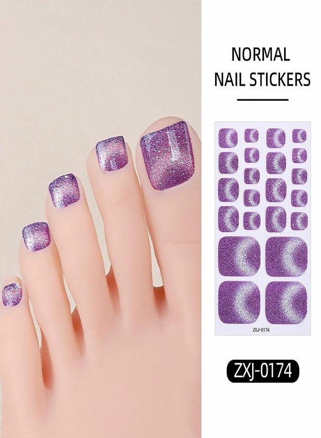 UCCASA 6PCS Full Toe Nail Wraps Summer Colorful Gradient Polish Toenail Stickers Glitter Toenails Strips Gel Nail Stickers Purple Blue French Design Self-Adhesive Nail Decals for Women Nail Art Decoration - Image 4