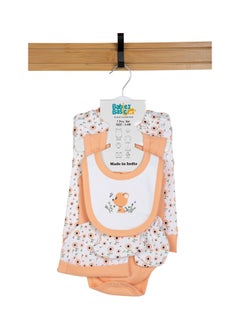 Babies Basic 7 Piece Unisex 100% Cotton Set Include Bib, Socks, Mitten, Cap, Romper, Top And Bottom Set, Peach  - Image 1
