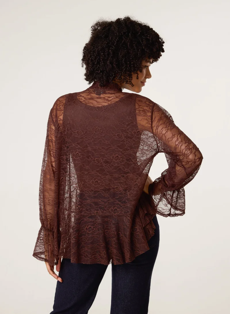 بلو فانيلا بلوزة دانتيل بفيونكة