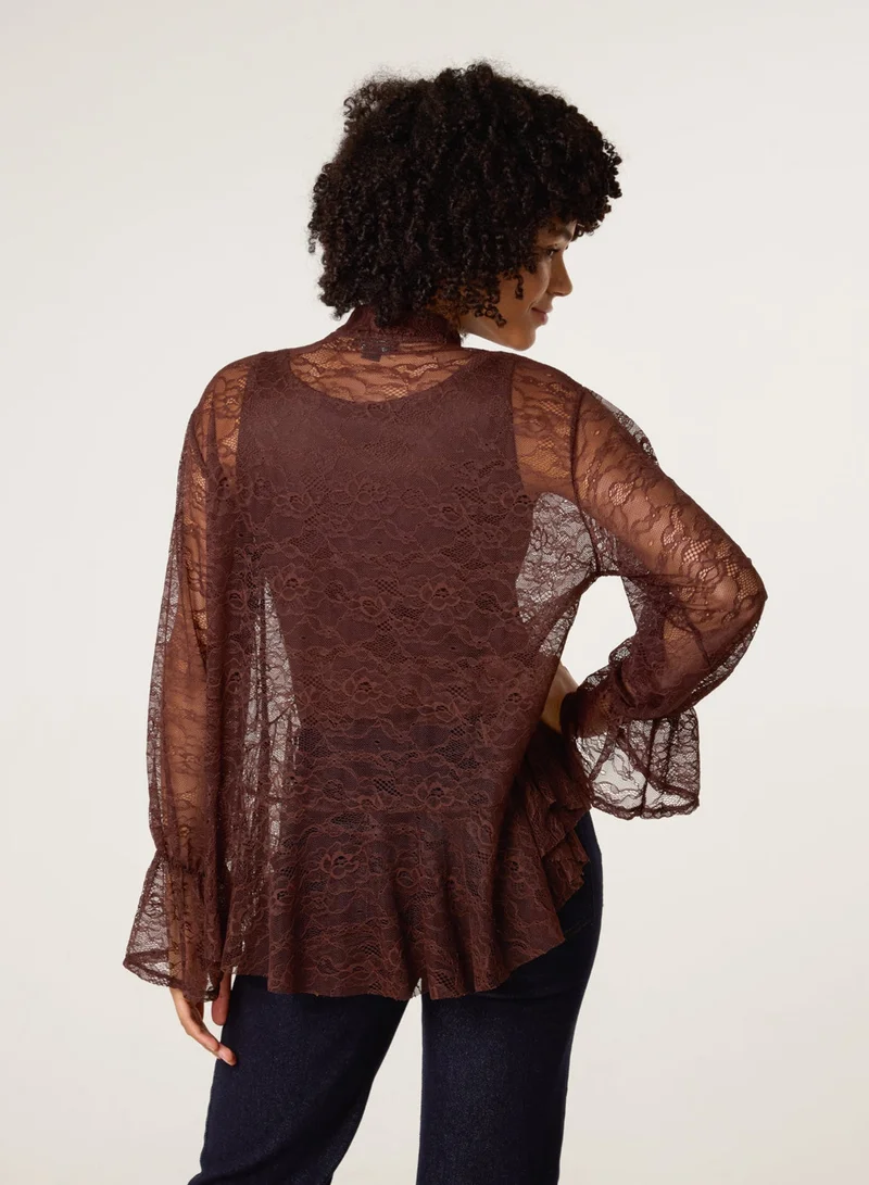 بلو فانيلا بلوزة دانتيل بفيونكة