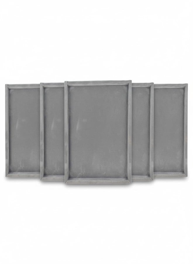 SENTONI Velvet Jewellery Display & Beading Tray | Set of 6 | 14 x 10 Inch Multipurpose Organizer Trays for Jewellery, Beads, Rings, Bracelets & Showcase Display (Grey) - Image 3