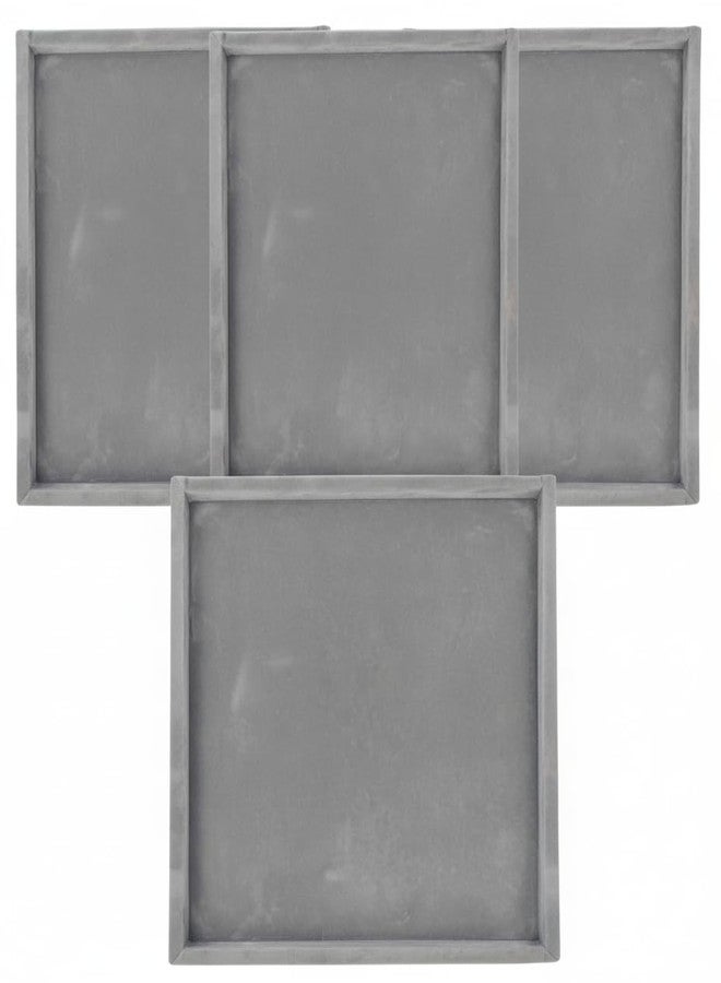 SENTONI Velvet Jewellery Display & Beading Tray | Set of 6 | 14 x 10 Inch Multipurpose Organizer Trays for Jewellery, Beads, Rings, Bracelets & Showcase Display (Grey) - Image 5