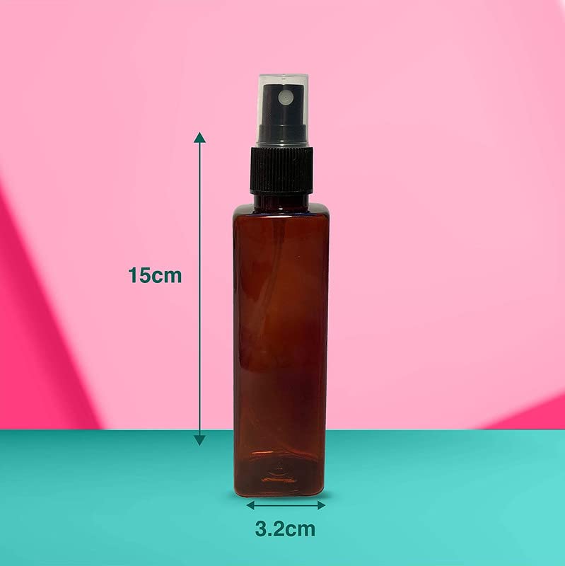 Shoe mistri Refillable Spray Empty Bottle for Home, Office, Car, Travel & Cleaning 100ml (Pack of 5, Amber) - Image 5