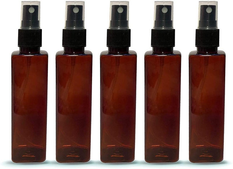 Shoe mistri Refillable Spray Empty Bottle for Home, Office, Car, Travel & Cleaning 100ml (Pack of 5, Amber) - Image 1