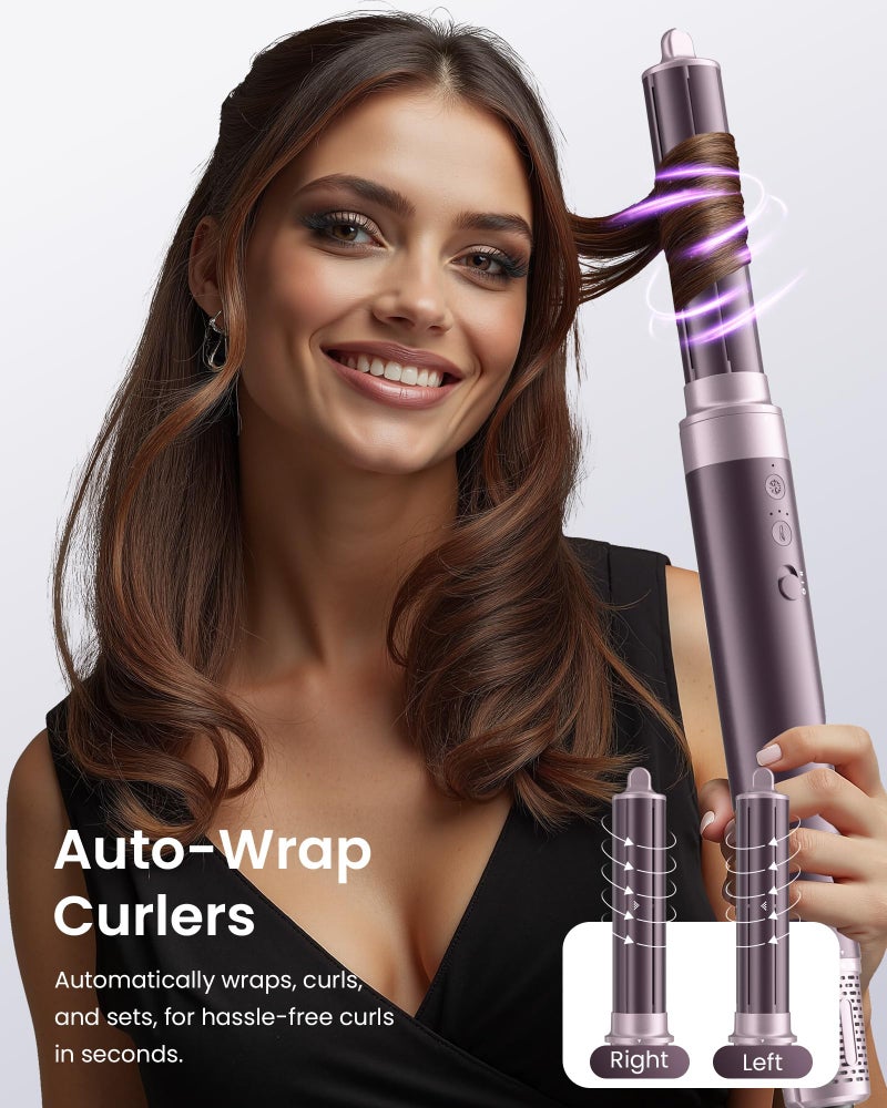 MESCOMB Dual Voltage Hair Dryer Brush for Travel, 5 in 1 Air Styler with High-Speed Blow Dryer, Anti-Frizz, Compact, 100V-240V for Worldwide Use, Includes Travel Bag (Purple) - Image 3