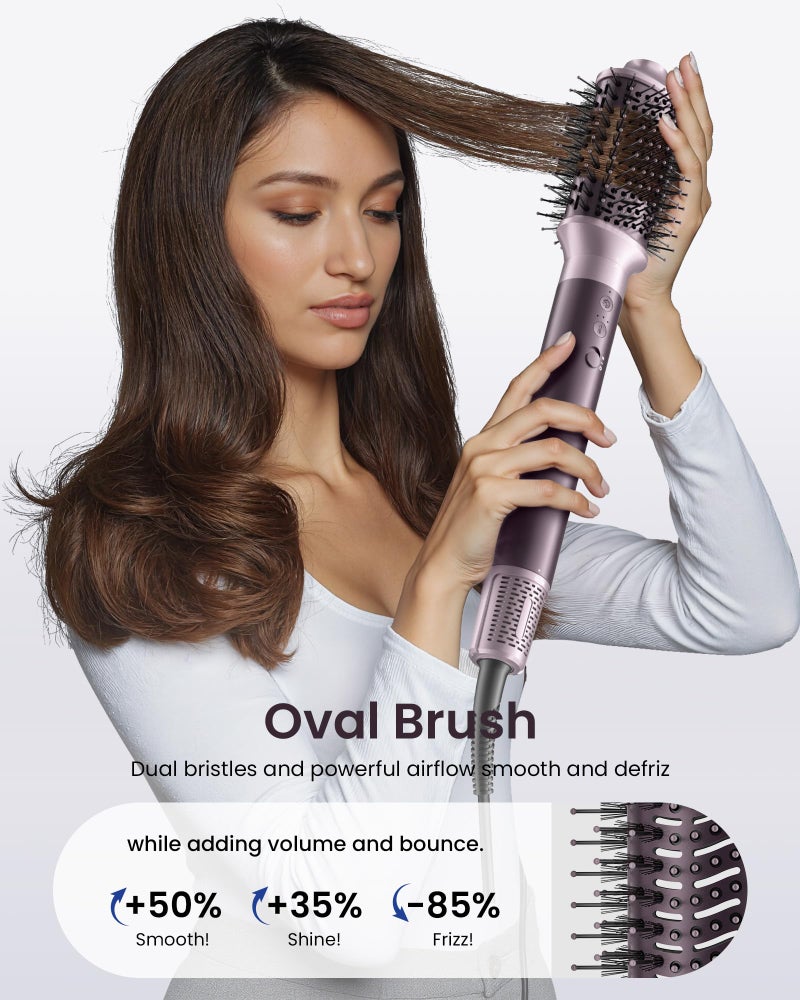MESCOMB Dual Voltage Hair Dryer Brush for Travel, 5 in 1 Air Styler with High-Speed Blow Dryer, Anti-Frizz, Compact, 100V-240V for Worldwide Use, Includes Travel Bag (Purple) - Image 5