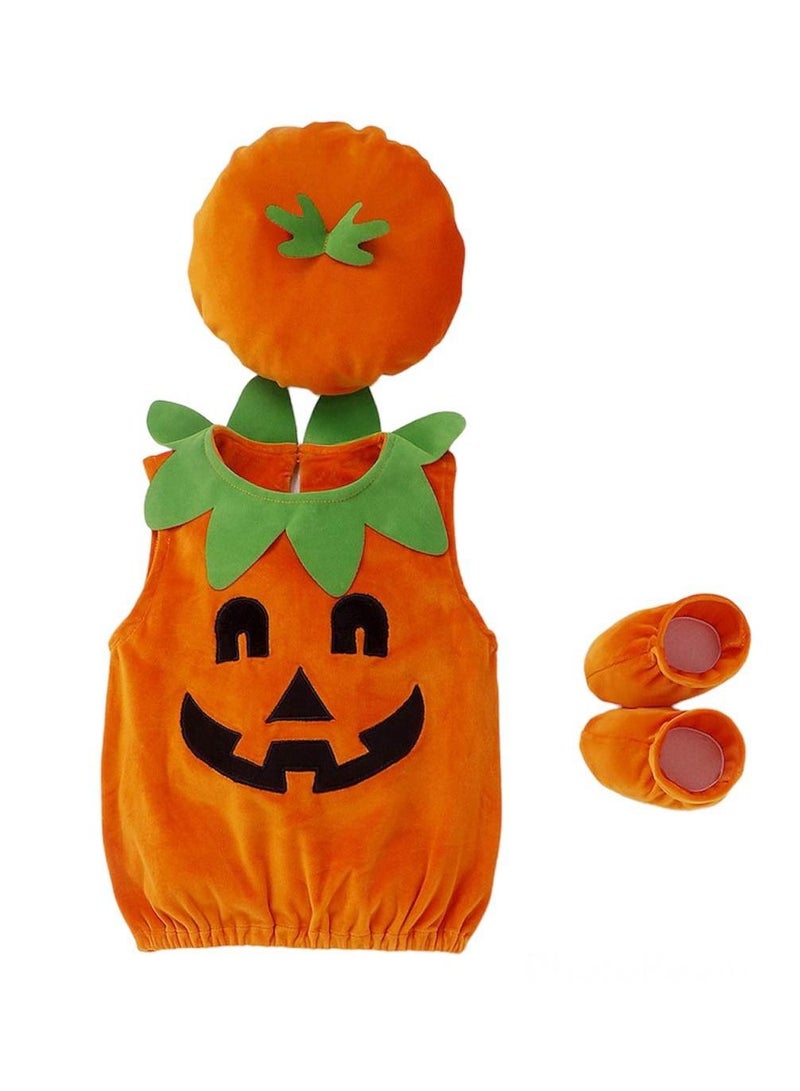 Highland Sleeveless Pumpkin Romper  Hat Socks Pumpkin Costume Halloween Outfit for Kids  - Image 2