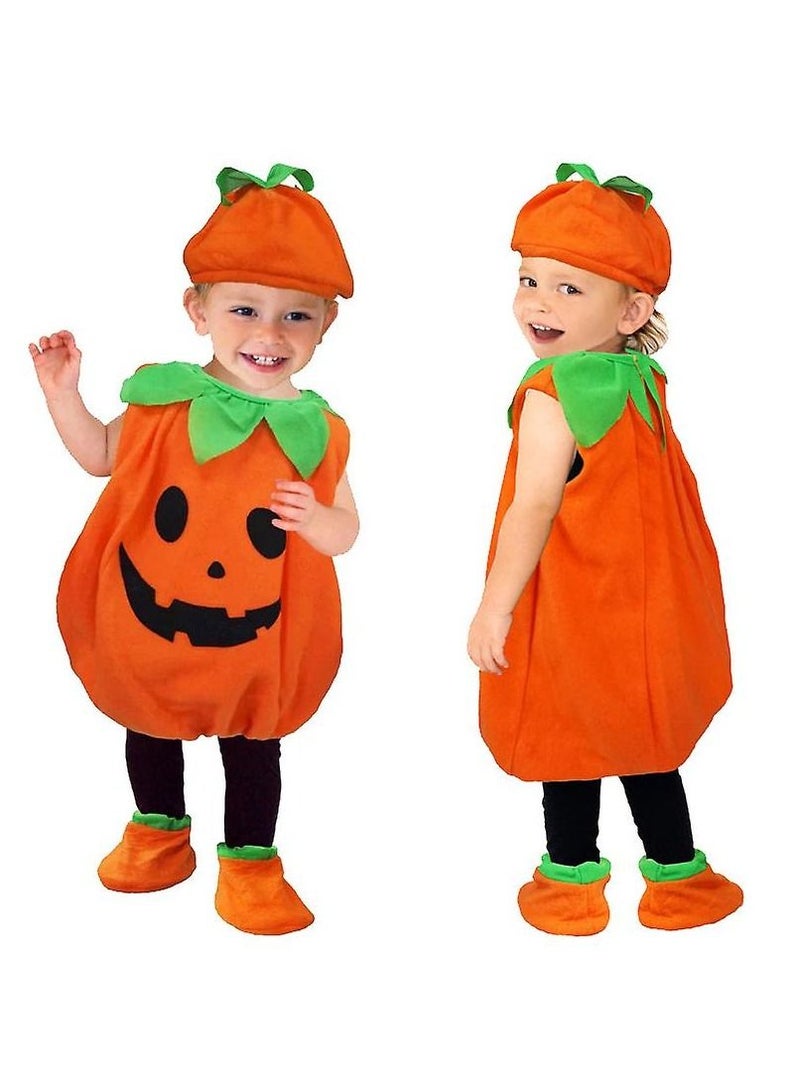 Highland Sleeveless Pumpkin Romper  Hat Socks Pumpkin Costume Halloween Outfit for Kids  - Image 1