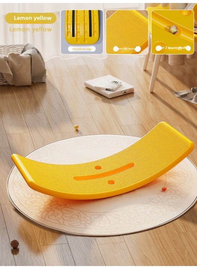 Children's Balance Board Smart Board Sensory Training Equipment Seesaw Household Indoor Toy Curved Board Balance Beam-Color:Big Children Model - Lemon Yellow [0-12 Years Old - Available Within 75kg ]  - Image 1