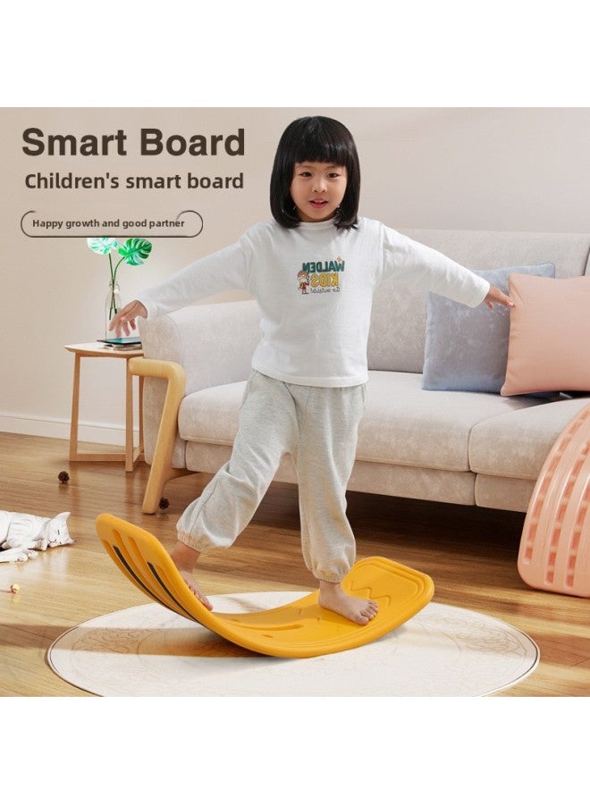Children's Balance Board Smart Board Sensory Training Equipment Seesaw Household Indoor Toy Curved Board Balance Beam-Color:Big Children Model - Lemon Yellow [0-12 Years Old - Available Within 75kg ]  - Image 2