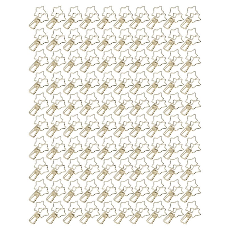 Silver Hollow Out Star Paper Clips 100Pcs Cartoon Style Strong Clamping Metal Office School Home Supplies - Image 2