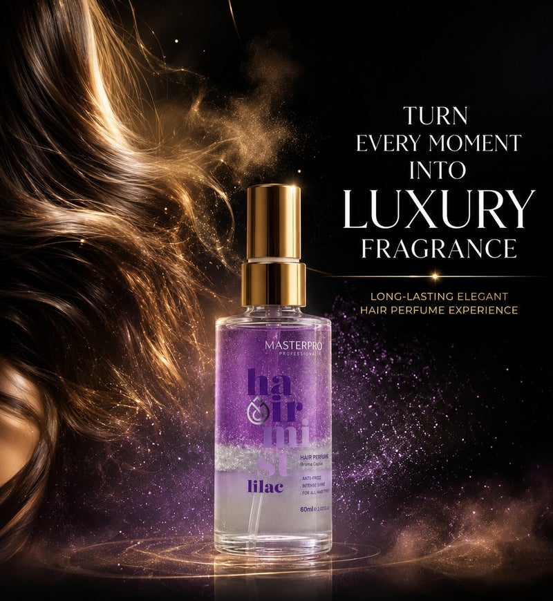 MASTERPRO PROFESSIONAL Hair Mist Lilac-Hair Perfume-Biphasic Shine Hair Spray-Anti Fizz-Intense Shine-Long Lasting Refreshing-for All Hair Types-60 ML - Image 4
