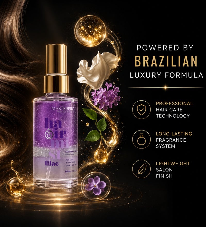 MASTERPRO PROFESSIONAL Hair Mist Lilac-Hair Perfume-Biphasic Shine Hair Spray-Anti Fizz-Intense Shine-Long Lasting Refreshing-for All Hair Types-60 ML - Image 5