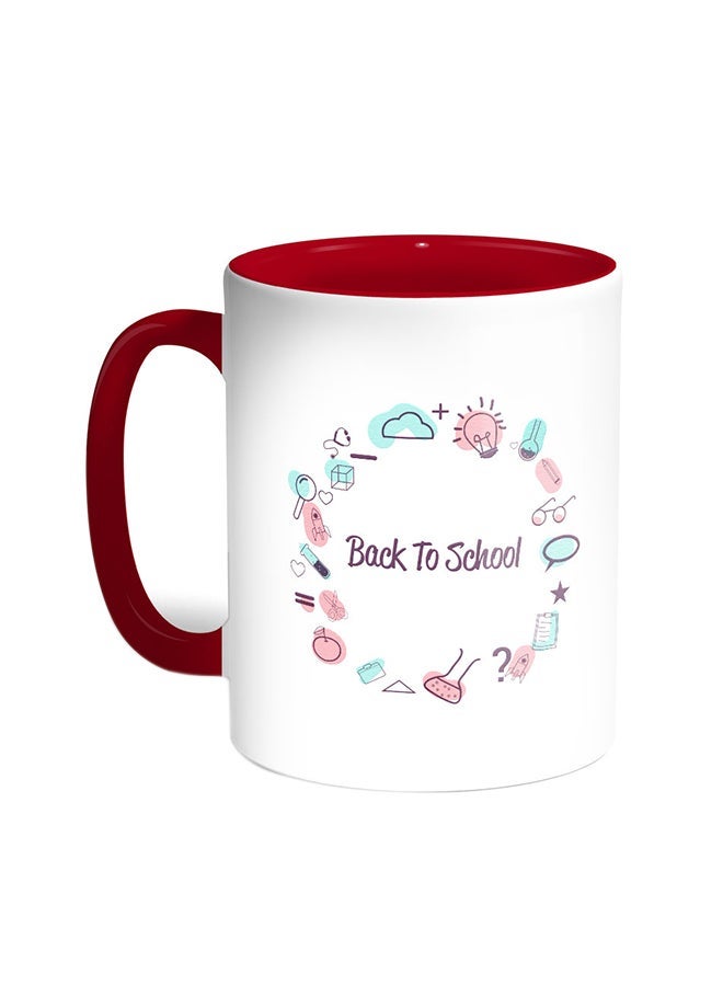 Back To School Printed Coffee Mug Red/White 11ounce