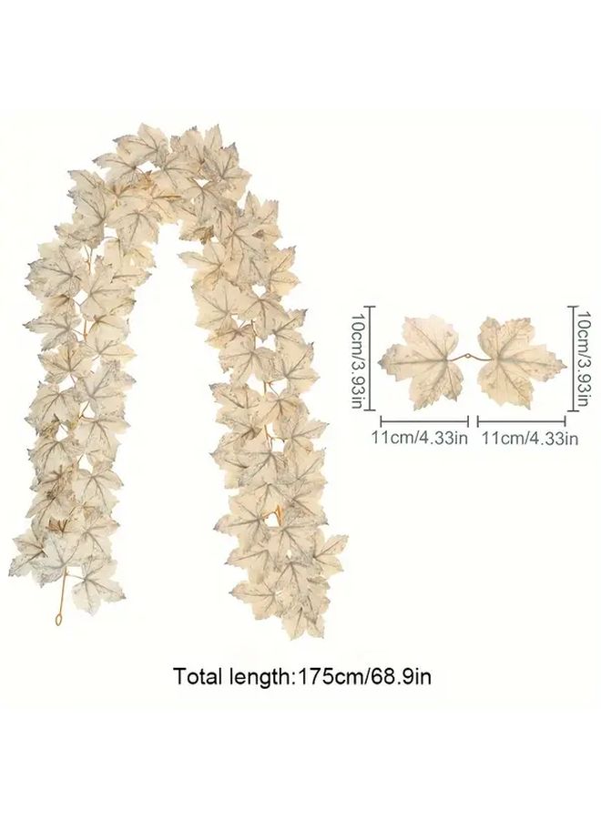 Artificial Maple Leaf Garland Type A White Fall Thanksgiving Home Decor - Image 1