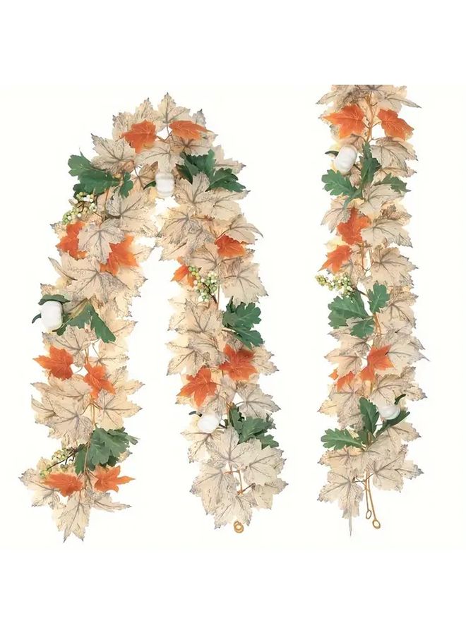 Artificial Maple Leaf Garland Type A White Fall Thanksgiving Home Decor - Image 4