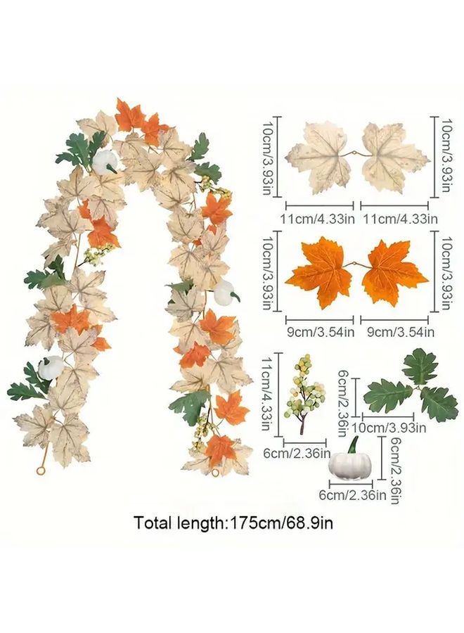 Artificial Maple Leaf Garland Type A White Fall Thanksgiving Home Decor - Image 3