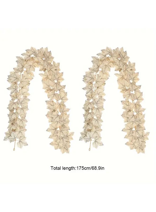 Artificial Maple Leaf Garland Type A White Fall Thanksgiving Home Decor - Image 5