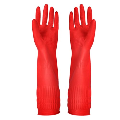 YSLON Rubber Cleaning Gloves Kitchen Dishwashing Glove 3-Pairs,Waterproof Reuseable.(Large) - Image 1