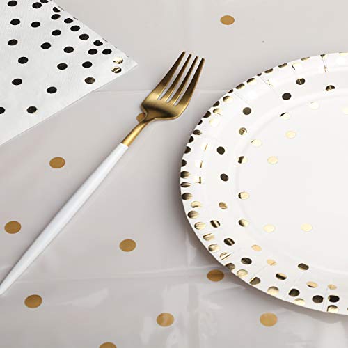 hapray 4 Pack Plastic Tablecloths for Rectangle Tables, Waterproof Disposable Party Table Cloths with Gold Dot, Rectangular Table Covers for Decorations, Baby Shower, Birthday, Wedding, New Year - Image 3