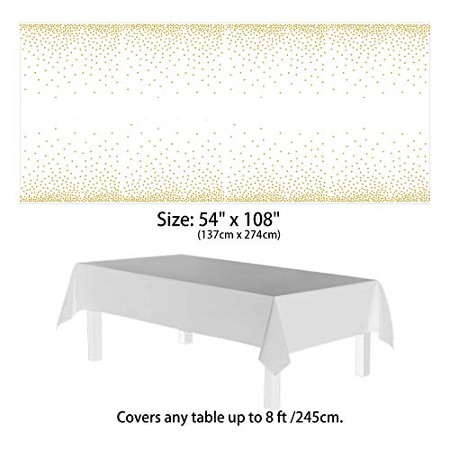 hapray 4 Pack Plastic Tablecloths for Rectangle Tables, Waterproof Disposable Party Table Cloths with Gold Dot, Rectangular Table Covers for Decorations, Baby Shower, Birthday, Wedding, New Year - Image 2