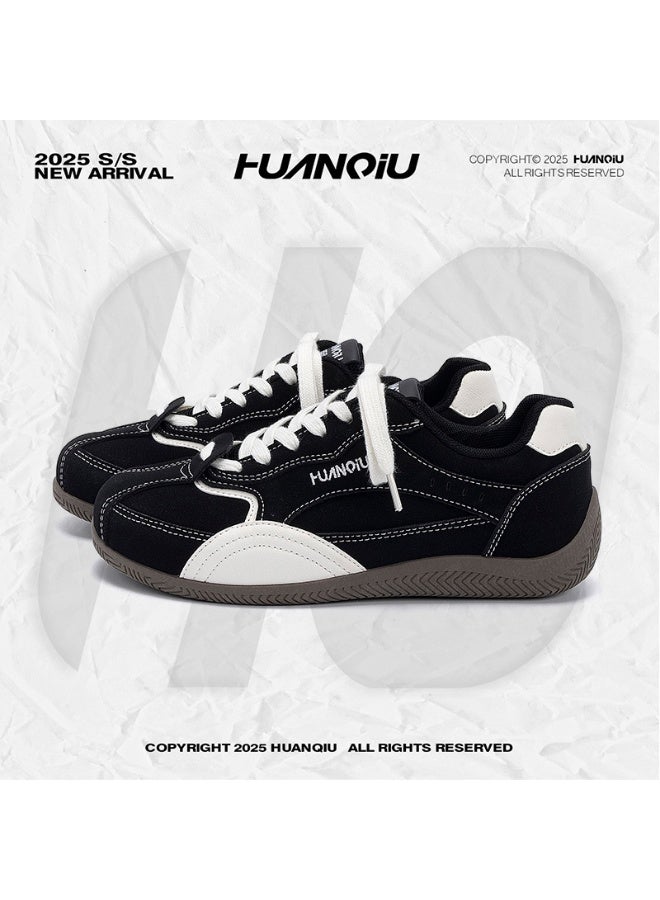 HUANQIU 2025 S/S New Black & White Retro Sneakers Unisex Casual Daily Fashion Trainers - Image 2