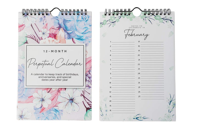 Paper 'n Such Perpetual Floral Wall Calendar for Birthdays and Anniversaries -12 Months - Dates to Remember Book - Journal for Important & Special Days - Wall Hanging Date Organizer 6 x 9 inches - Image 3