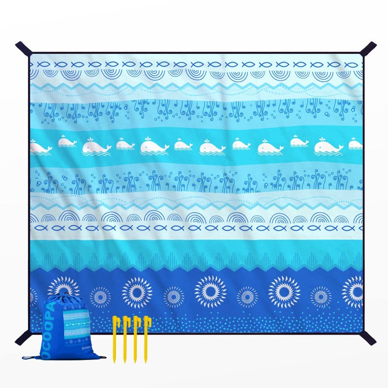 OCOOPA Beach Blanket Waterproof Sandproof 10X 9 Extra Large Soft and Sturdy Sand Free Light Weight and Portable Perfect for Travel Camping Beach Vacation Marine Life Series