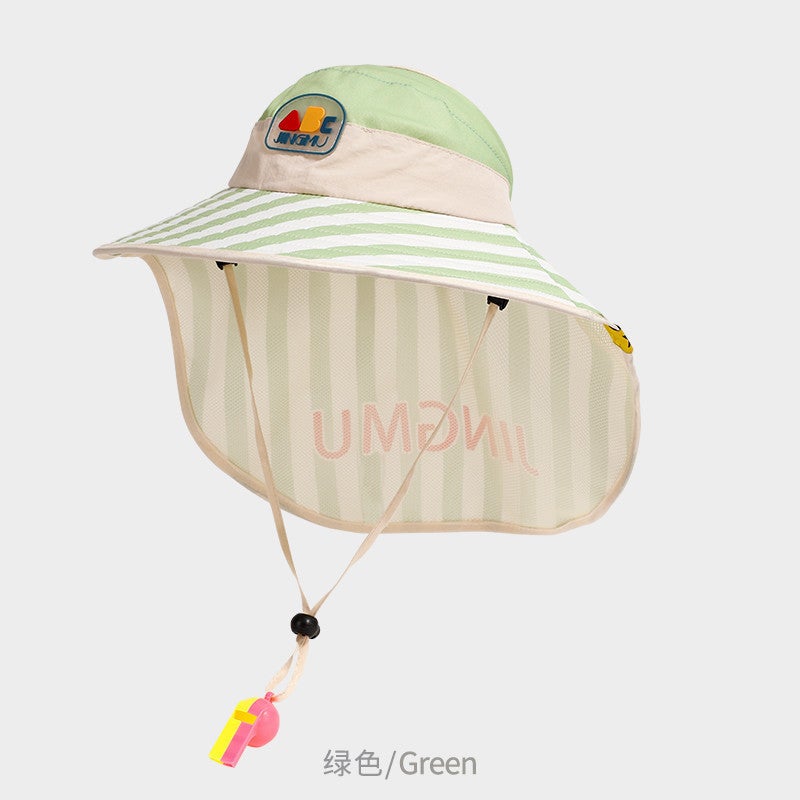 Summer Neck Protection Hat, Children''s Sun Hat, Cute Large Brim Uv Protection Cape, Boys and Girls Sunshade Hat - Image 1