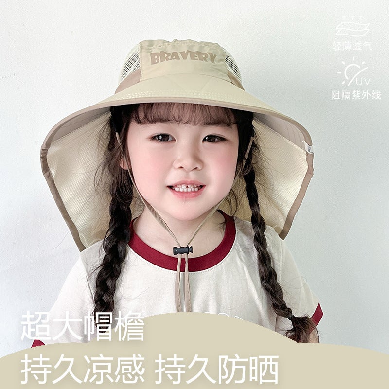 Summer Neck Protection Hat, Children''s Sun Hat, Cute Large Brim Uv Protection Cape, Boys and Girls Sunshade Hat - Image 4