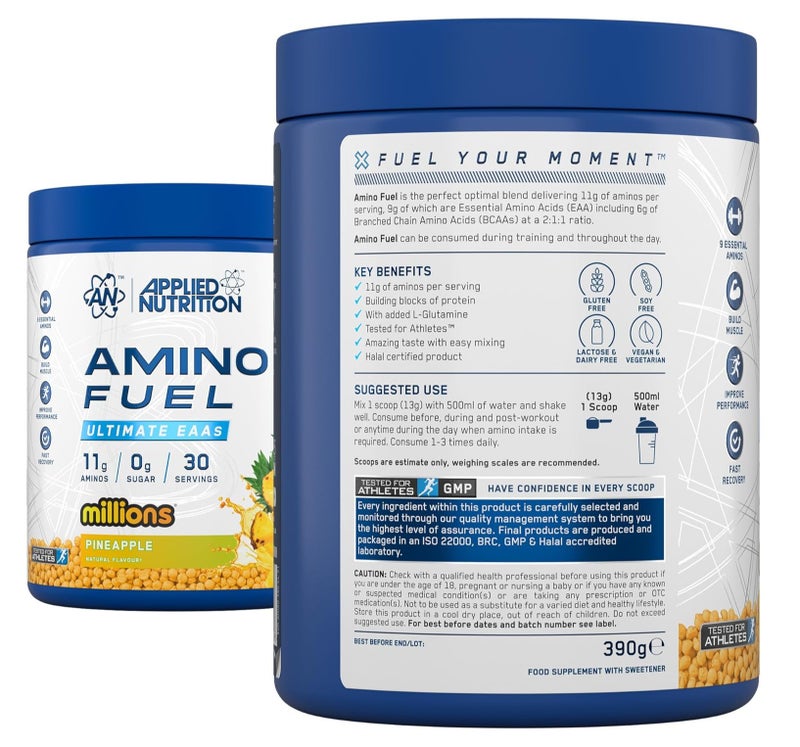 Applied Nutrition Amino Fuel - Amino Acids Supplement, EAA Essential Amino Acids Powder, Muscle Fuel & Recovery (390g - 30 Servings) (PINEAPPLE MILLIONS) - Image 2