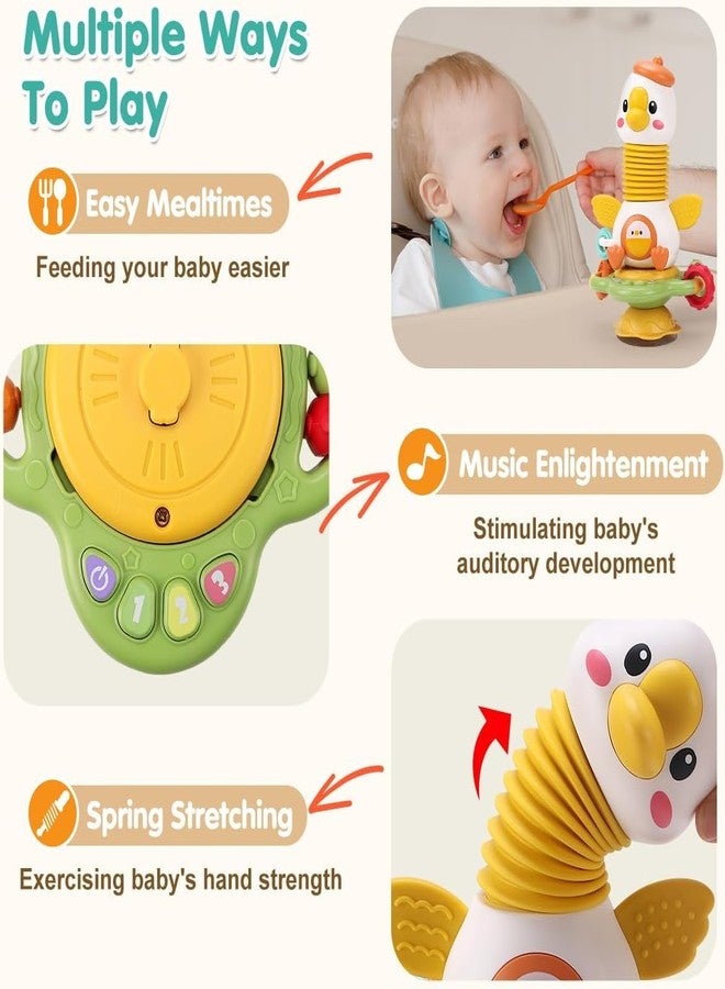 Elecart Baby Rattle High Chair Tray Toy with Suction Cup | Musical Goose Sensory Toy for Babies | Montessori Developmental Learning Toy | Travel Stroller Activity Toy for Infants, Toddlers, Kids - Image 2