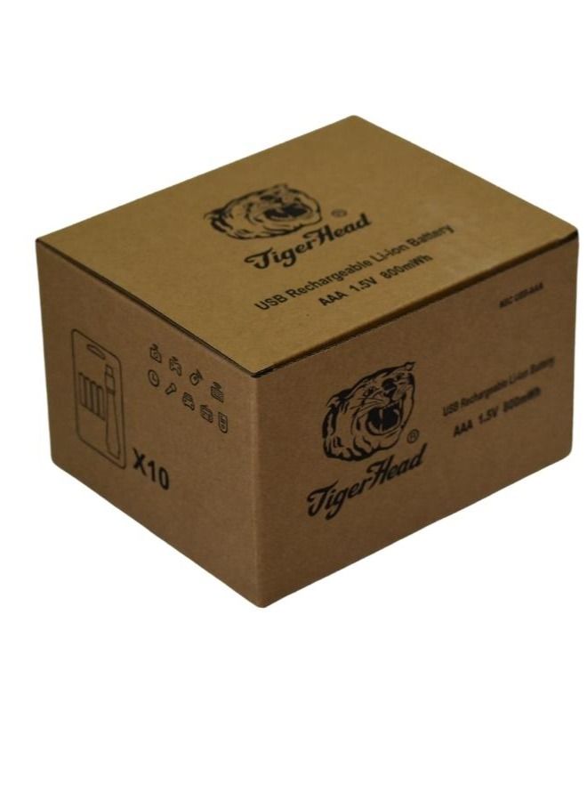 Tiger Head Rechargeable AAA Batteries set 40 Rechargeable AA Lithium Batteries,2 H USB Fast Charging,Constant Output 1.5V,800mWh,1000 Cycles Lifespan Lithium AAA Batteries - Image 4