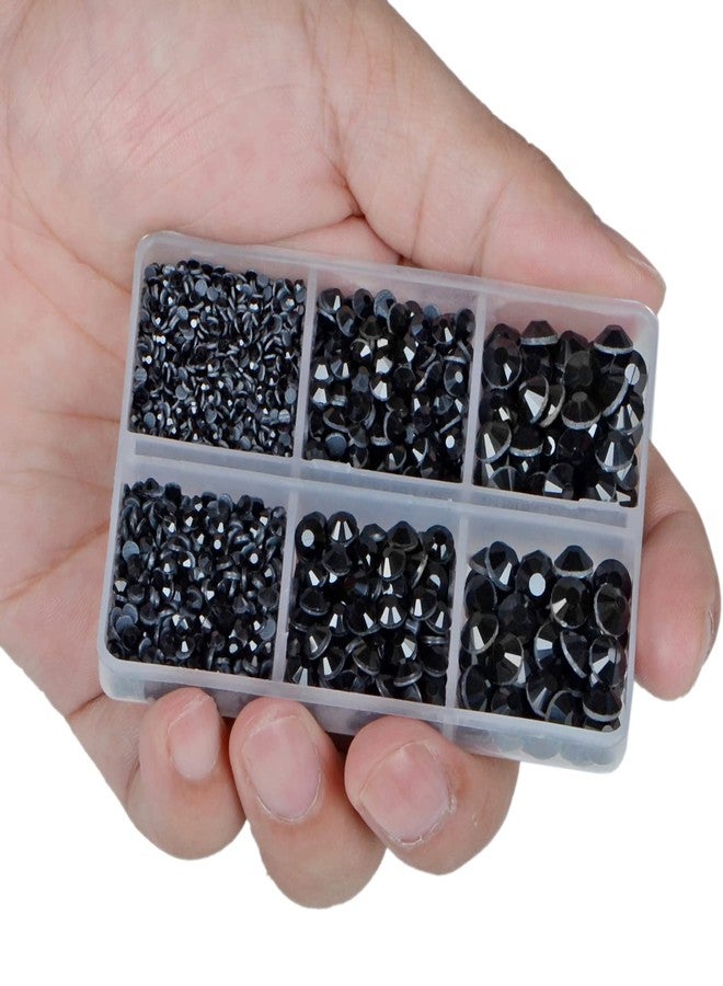 LPBeads 6400 Pieces Black and Red Hotfix Rhinestones Flat Back 5 Mixed Sizes Crystal Round Glass Gems with Tweezers and Picking Rhinestones Pen - Image 4