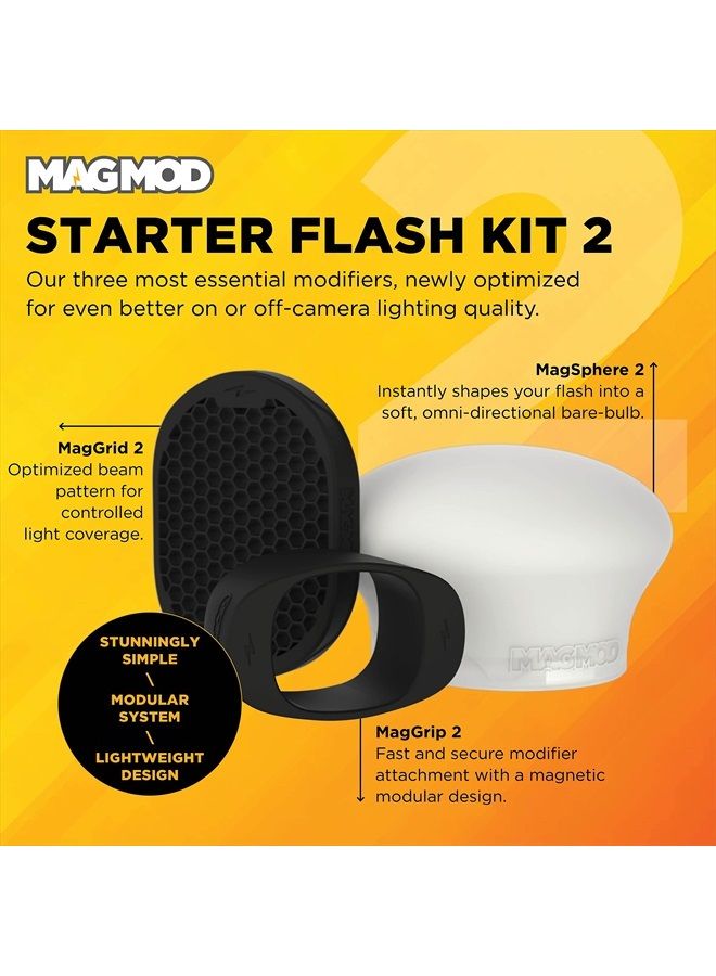 MAGMOD Starter Flash Kit 2 | Camera Speedlight Flash Diffuser | Magnetic Light Modifier Attachments | Lightweight MagMod Modifiers: MagGrip 2, MagSphere 2, MagGrid 2 | Superior Light Control - Image 2