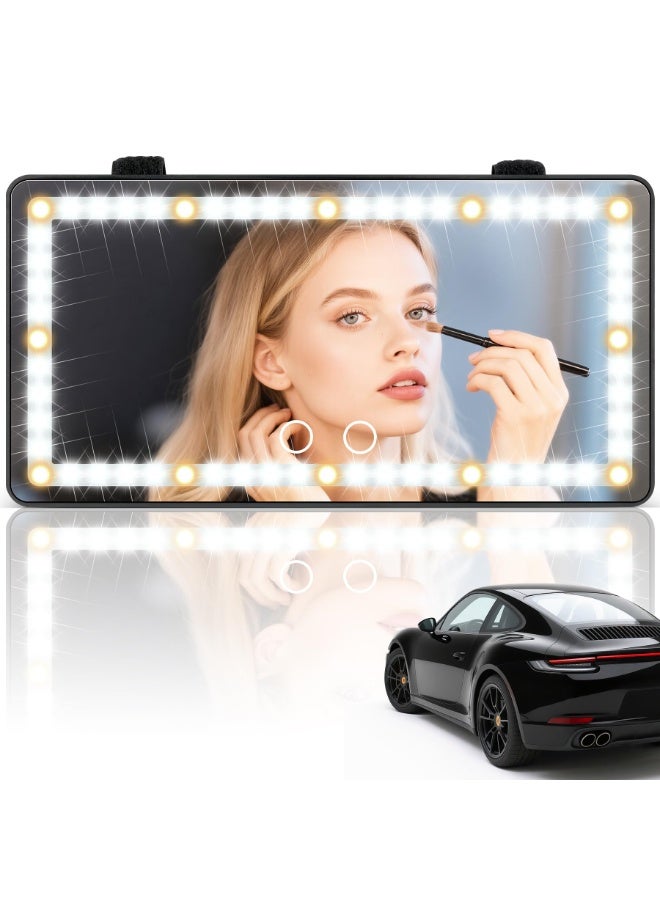 Kibee Car Sun Visor Vanity Mirror - Rechargeable Makeup Mirror with 60 LEDs, 3 Light Modes & Dimmable Touch Control for Cars, Trucks, SUVs, Car Interior Accessories for Women - Image 1